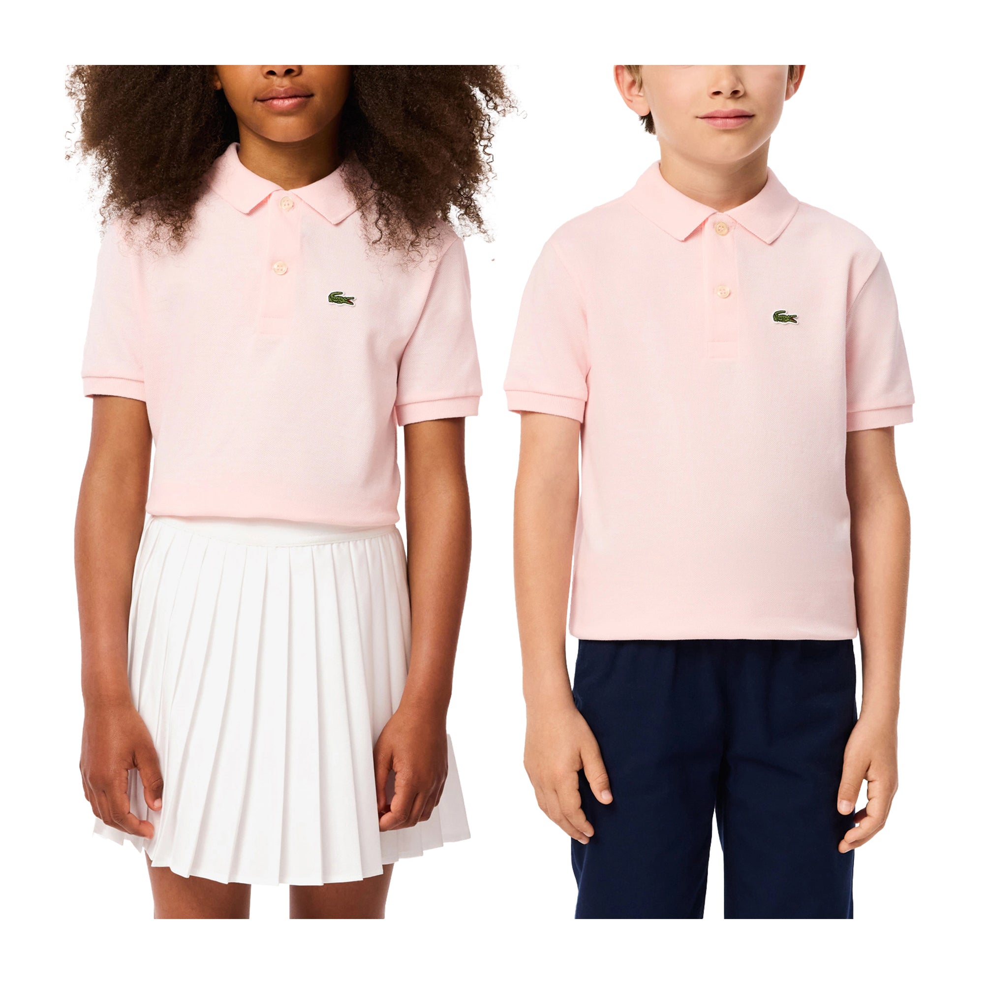 Polo Junior in petit piqué Rosa modelli frontali