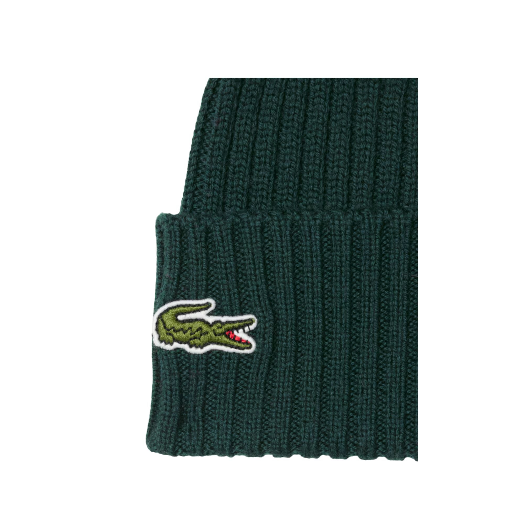 Cappello Uomo in lana a costine Verde dettaglio