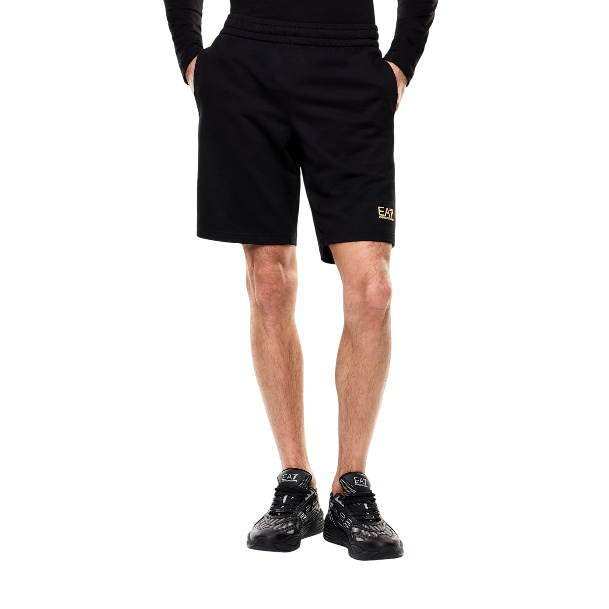 Bermuda Uomo Nero/Oro, con coulisse e fit slim