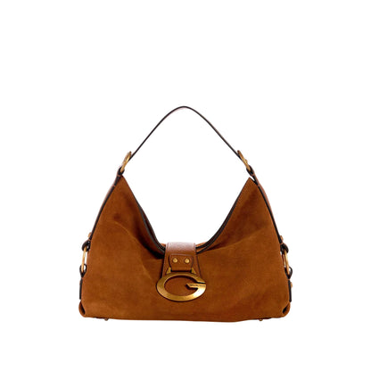 Borsa a spalla Camden in pelle scamosciata marrone