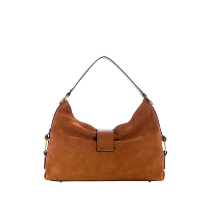 Borsa a spalla Camden in pelle scamosciata marrone retro
