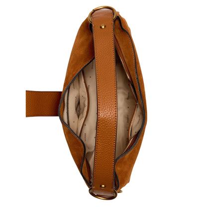 Borsa a spalla Camden in pelle scamosciata marrone interno