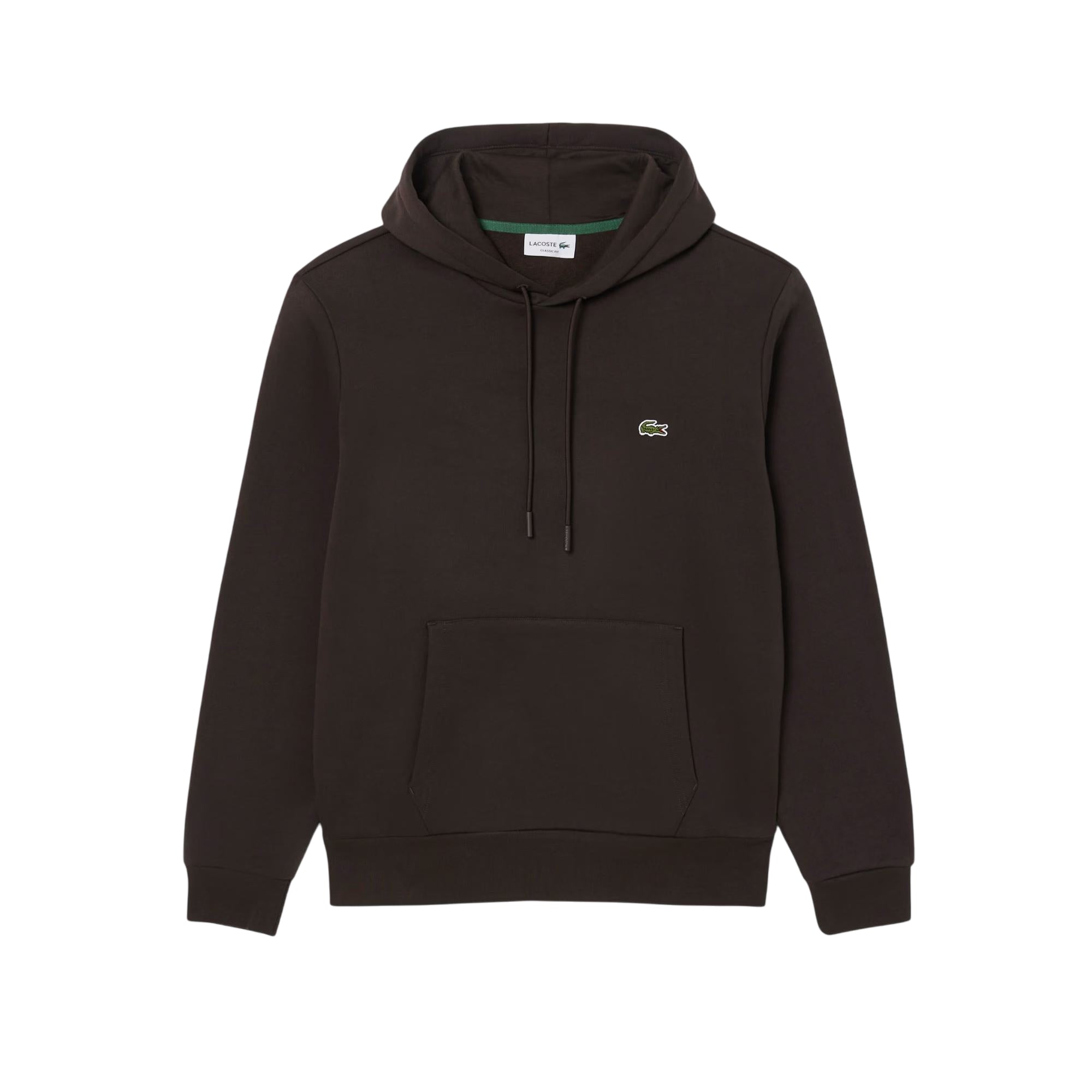 Felpa Uomo Marrone a tinta unita, con tasca a marsupio, in pile