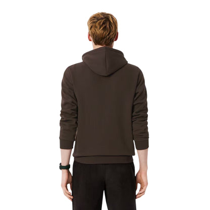 Felpa Uomo Invernale Con Zip E Cappuccio - Marrone