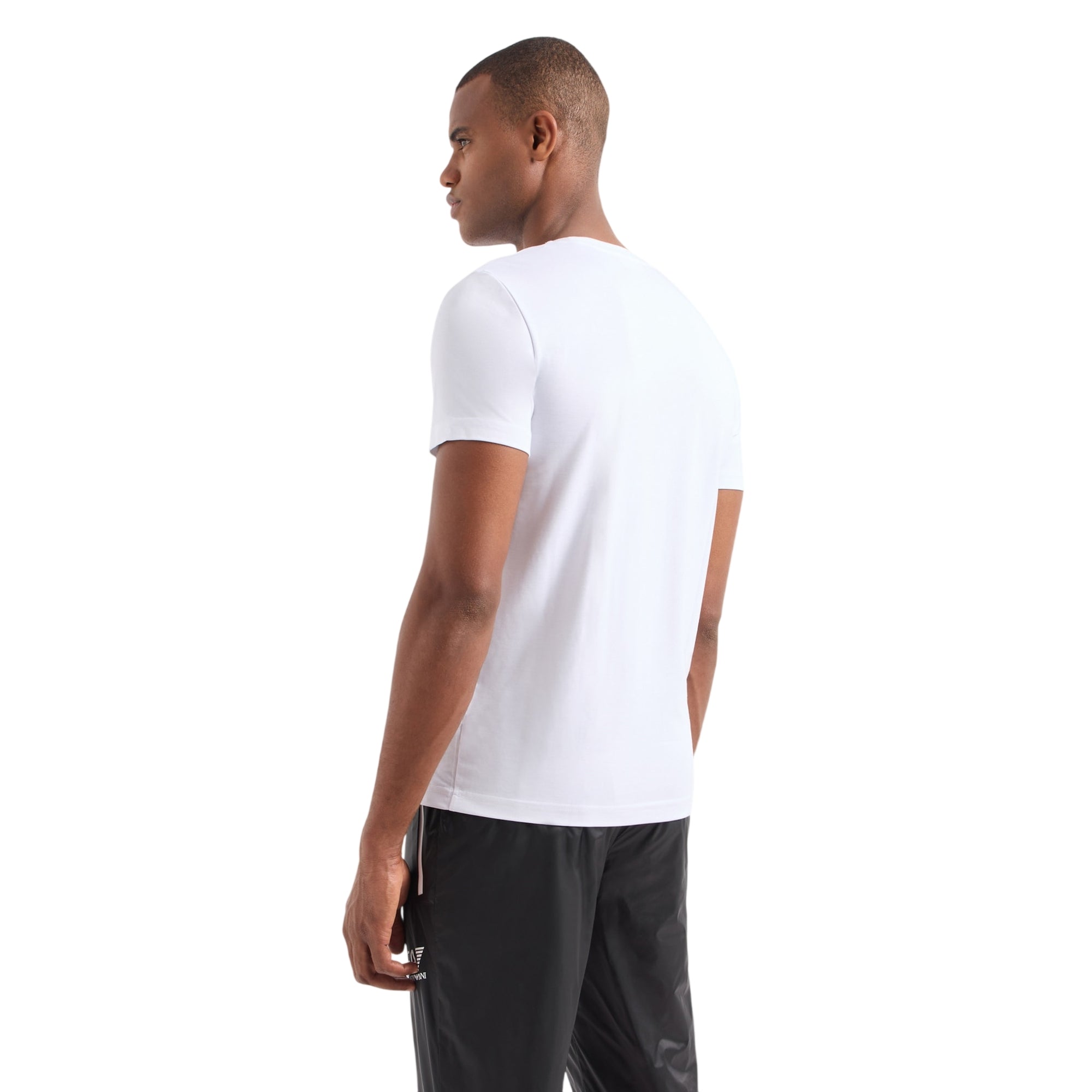 T-shirt Uomo aderente Bianca, girocollo, con scudetto logo