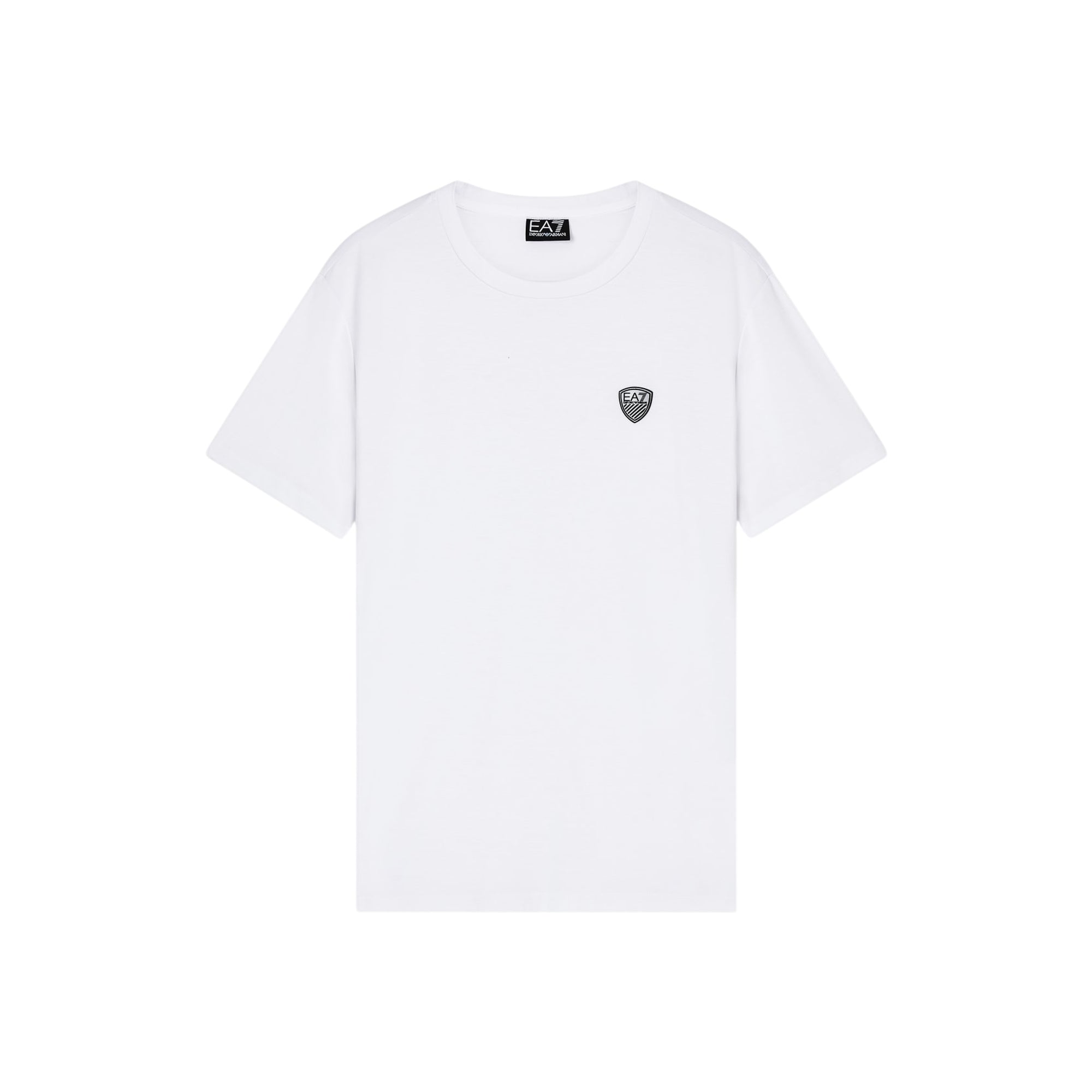 T-shirt Uomo aderente Bianca, girocollo, con scudetto logo