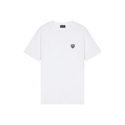 T-shirt Uomo aderente Bianca, girocollo, con scudetto logo