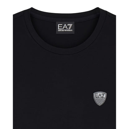 T-shirt Uomo aderente Nera, girocollo, con scudetto logo