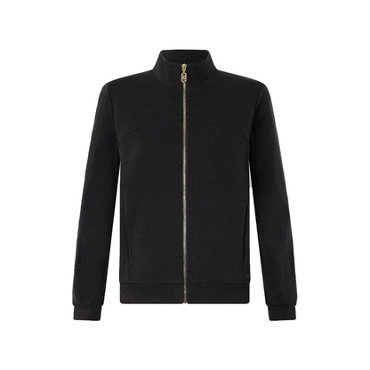 Felpa Donna con zip e strass Nero