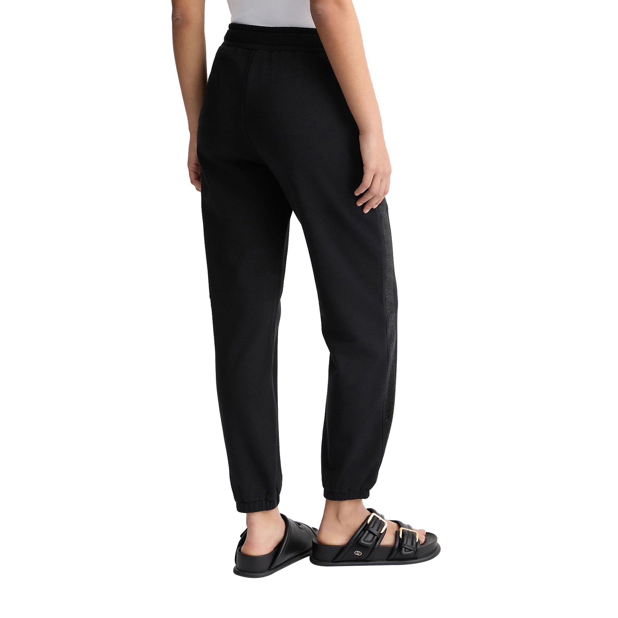 Pantaloni Donna in felpa Nero modella retro