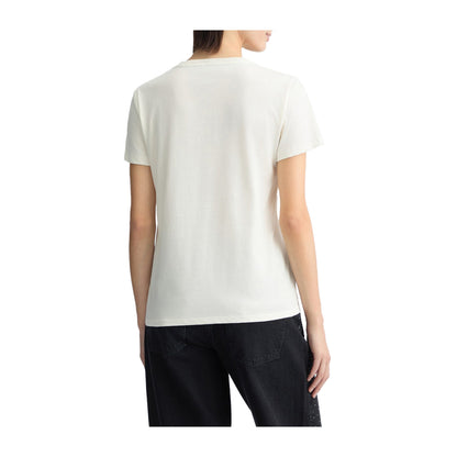 T-shirt Bianca da Donna con taschino strass modella retro