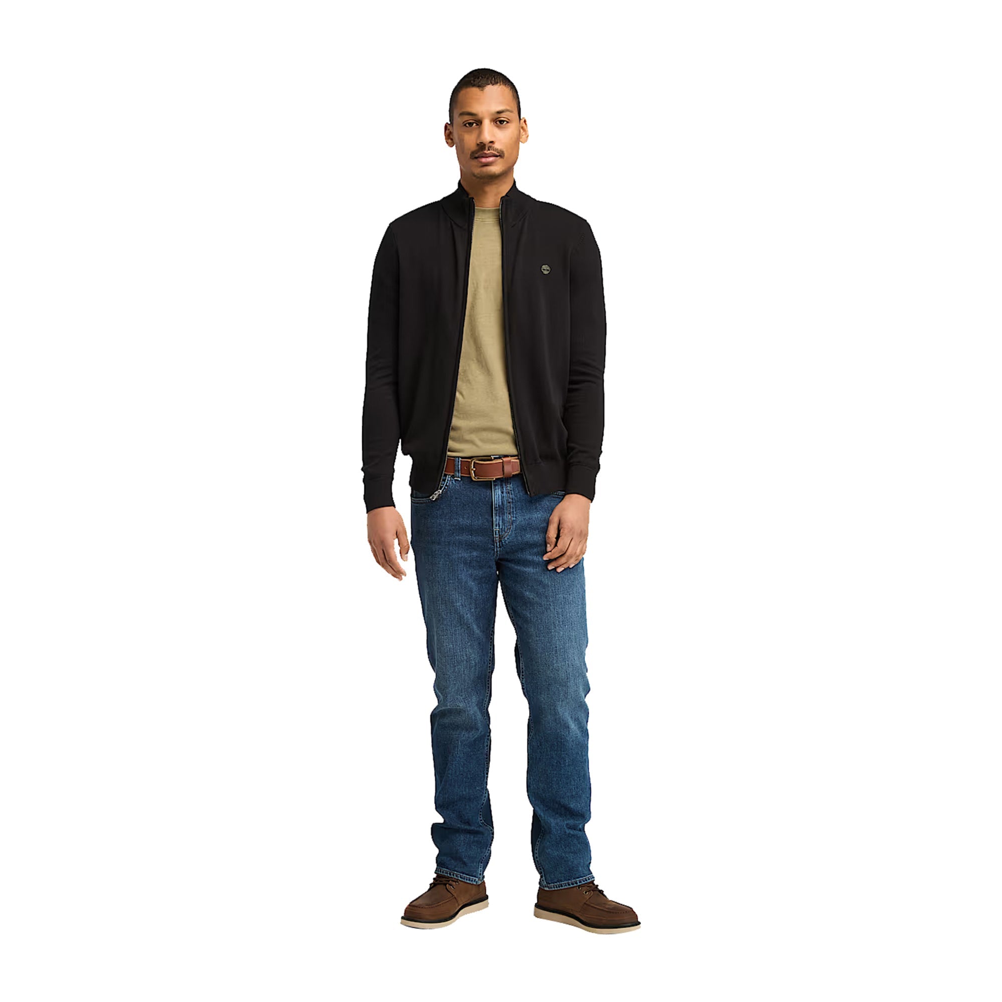 Maglione Uomo con zip Williams River Nero modello intero frontale