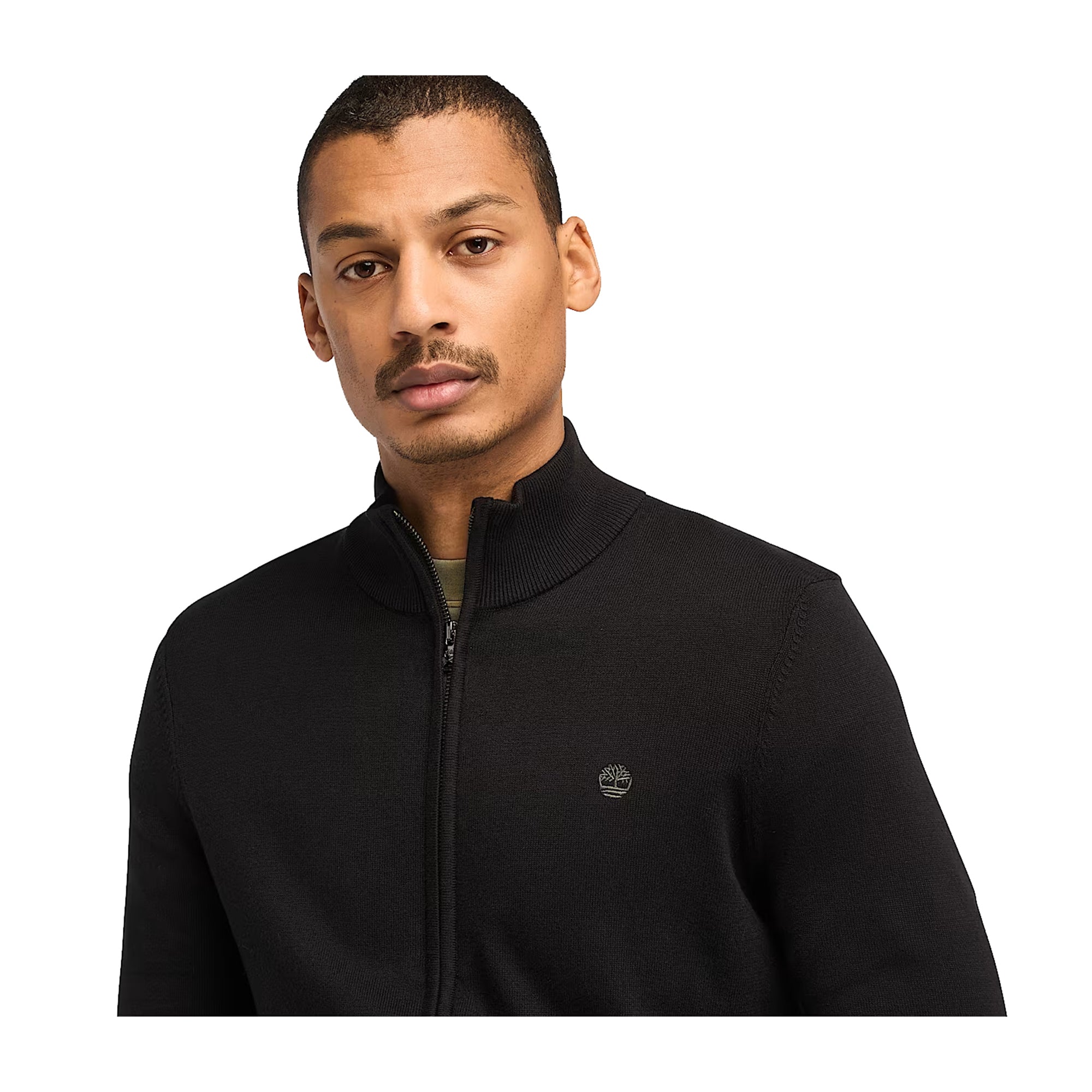 Maglione Uomo con zip Williams River Nero modello frontale ravvicianto
