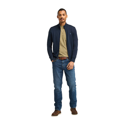 Maglione Uomo con zip Williams River Blu scuro modello intero frontale