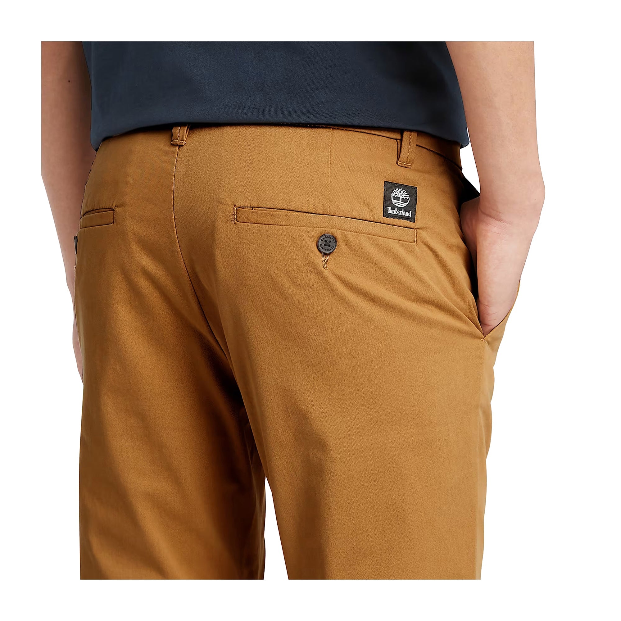 Pantaloni Chino Uomo Twill elasticizzato Giallo dettaglio retro
