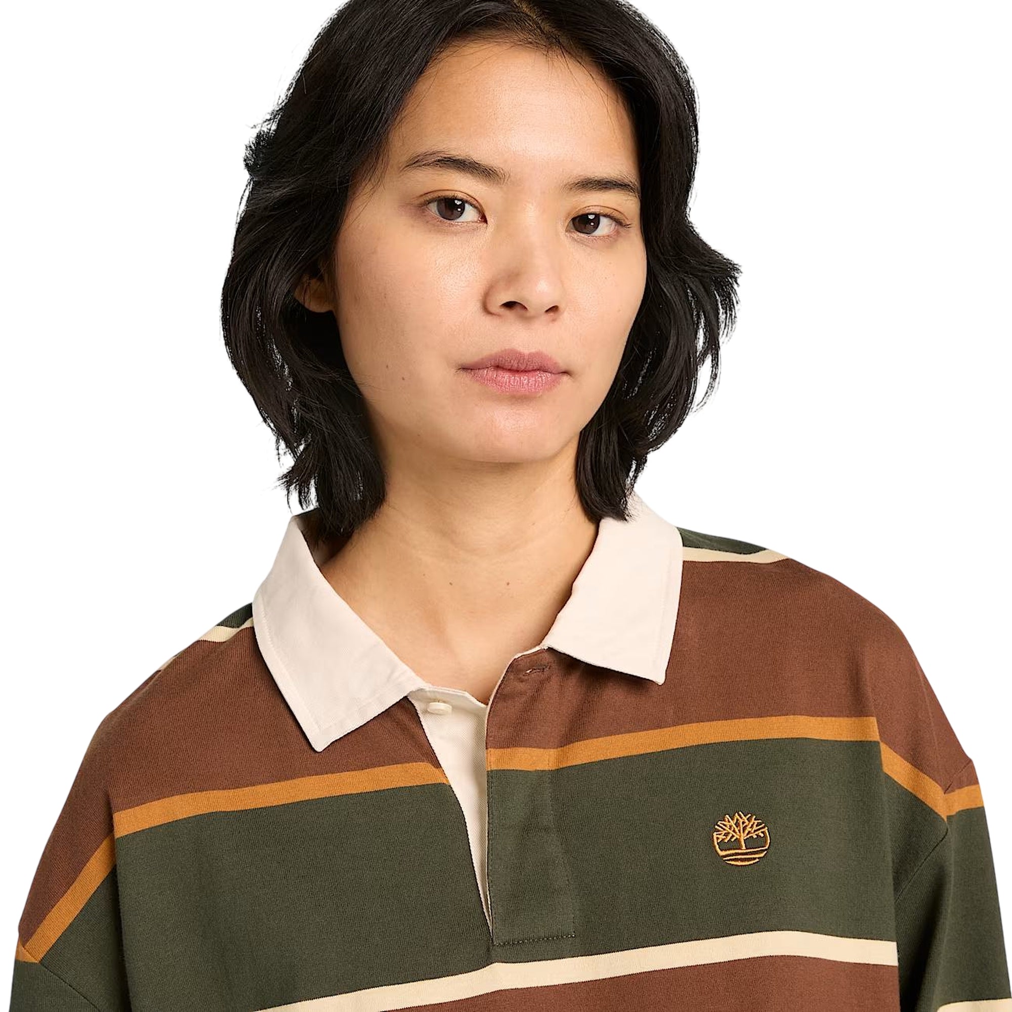 Polo Rugby unisex a righe verde scuro e marrone scuro