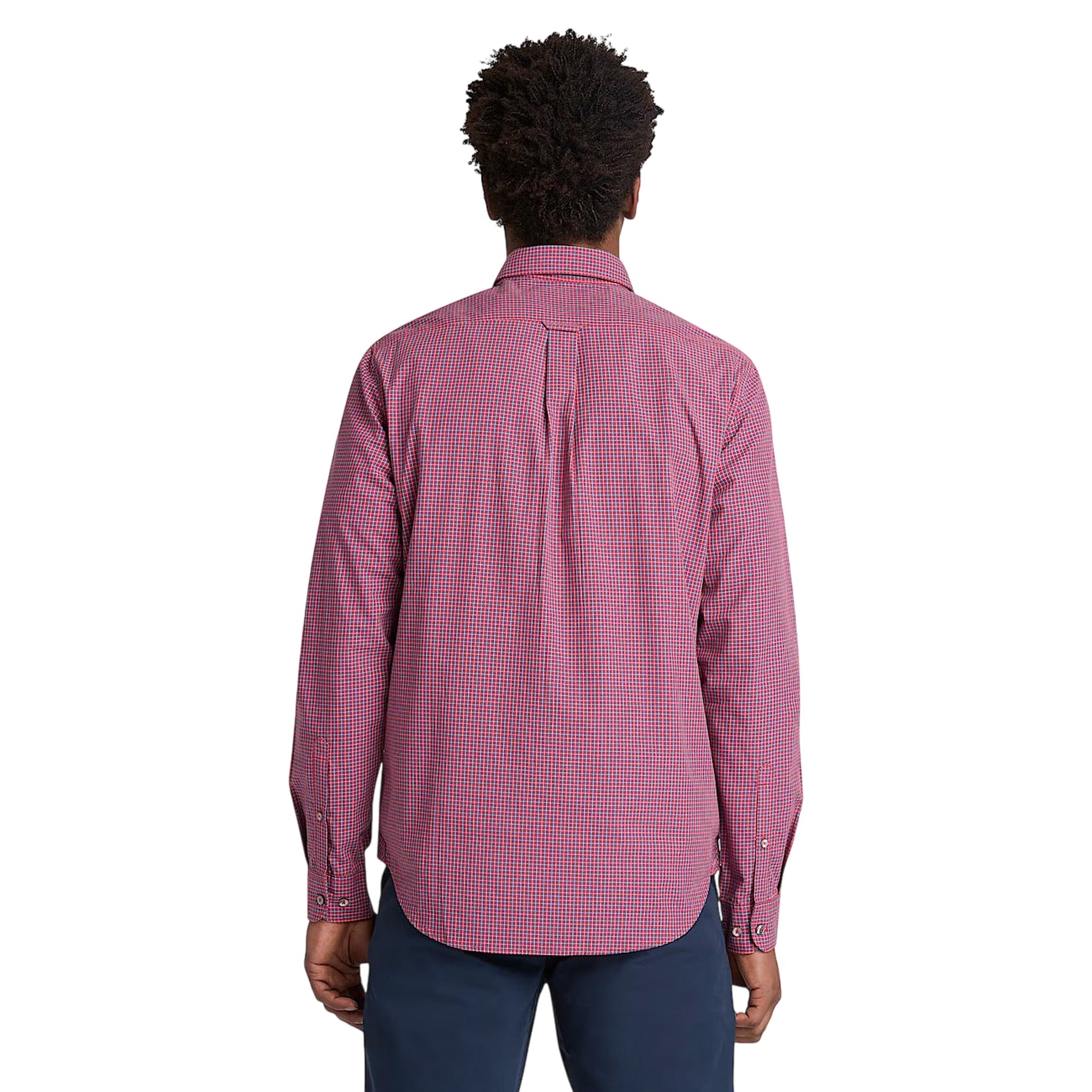 Camicia in cotone a micro quadri da uomo in rosso