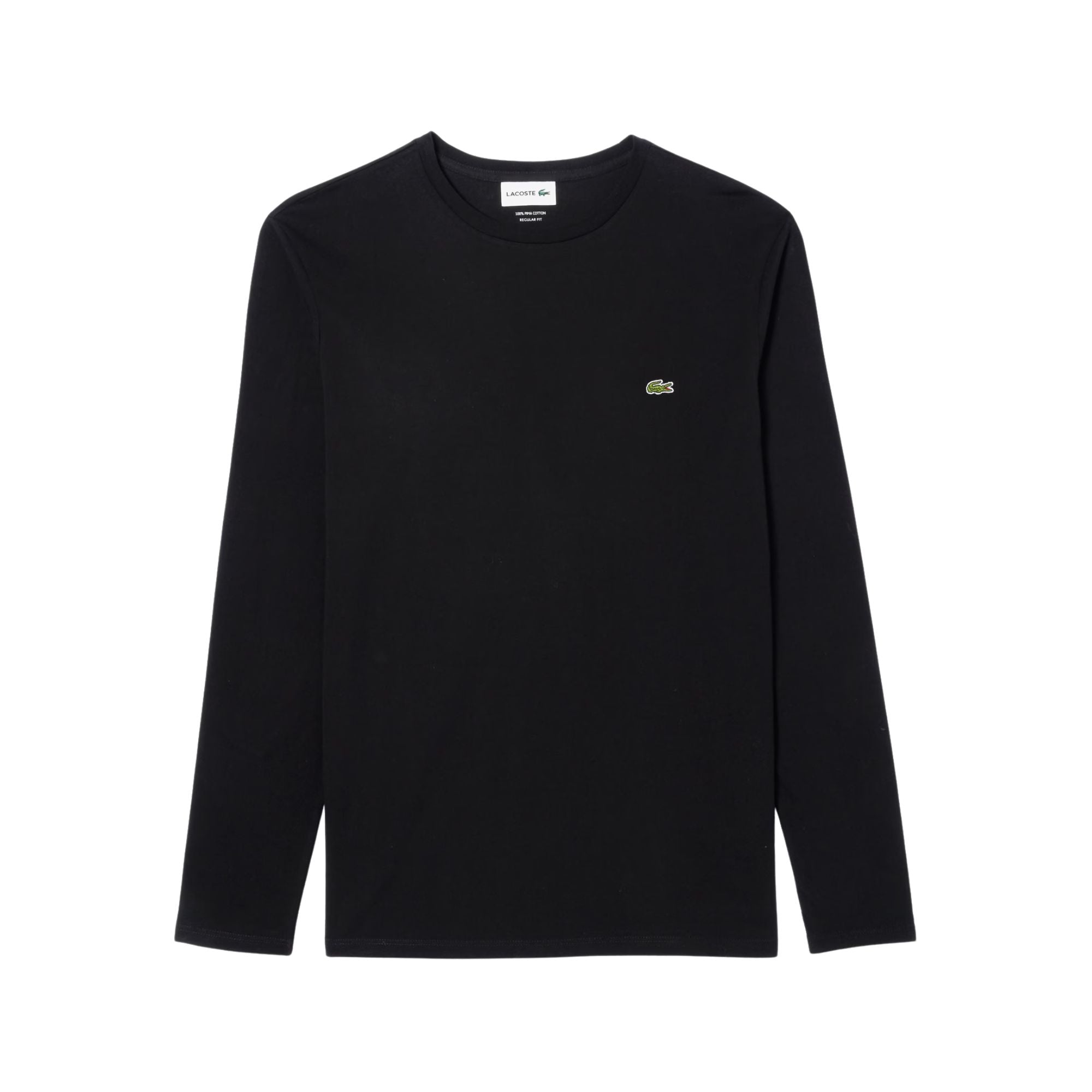 T-shirt Uomo Nera a girocollo, in cotone fine con logo applicato