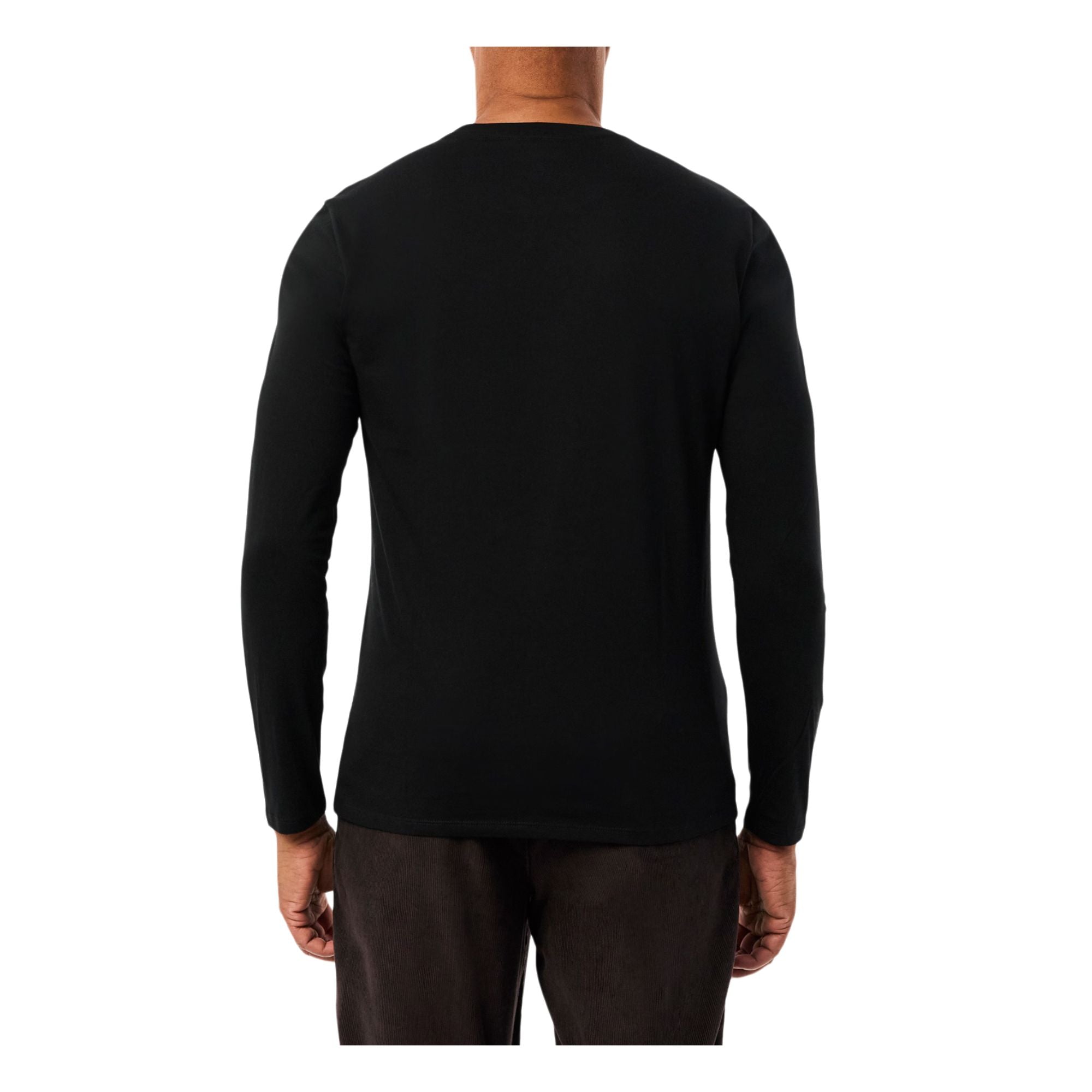 T-shirt Uomo Nera a girocollo, in cotone fine con logo applicato