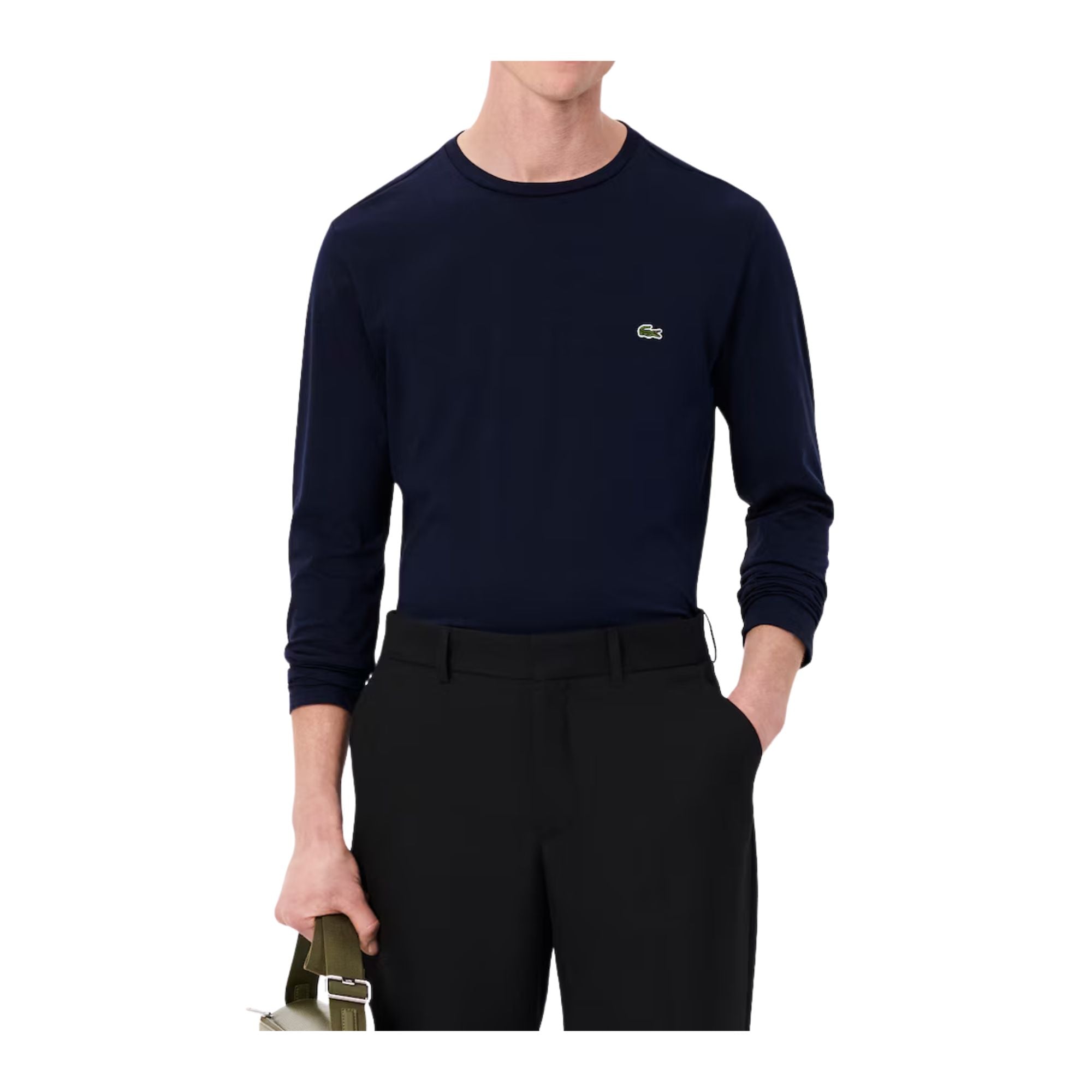T-shirt Uomo a girocollo, in cotone fine con logo applicato