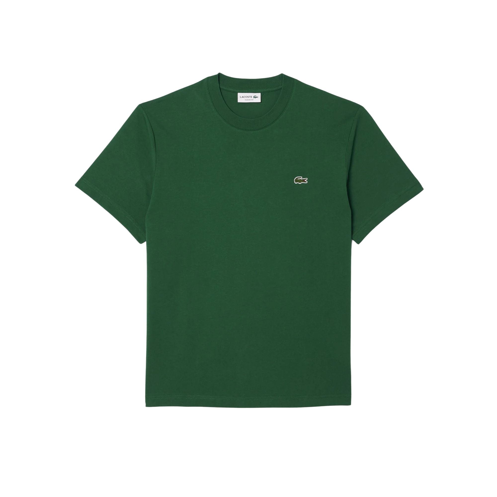 T-shirt Uomo in cotone Verde, con coccodrillo applicato sul petto e girocollo