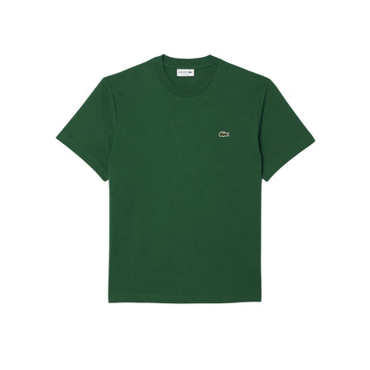 T-shirt Uomo in cotone Verde, con coccodrillo applicato sul petto e girocollo