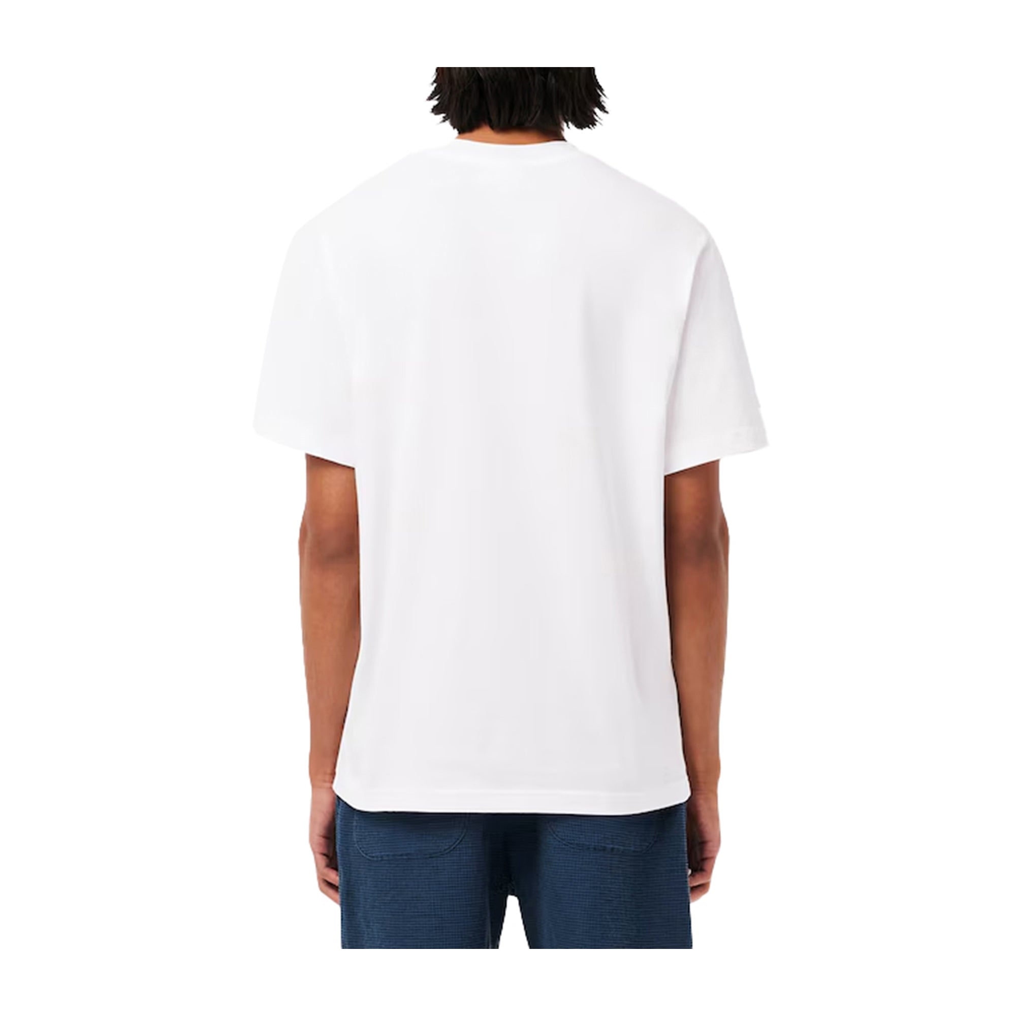 T-shirt Uomo in cotone Bianco, con logo applicato sul petto e girocollo 