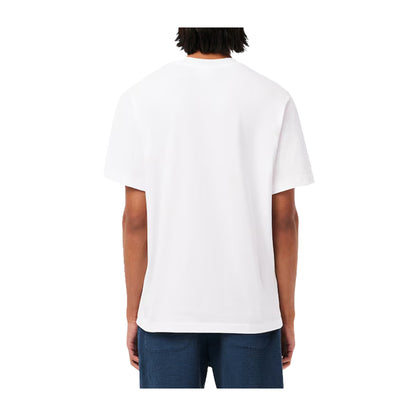 T-shirt Uomo in cotone Bianco, con logo applicato sul petto e girocollo 