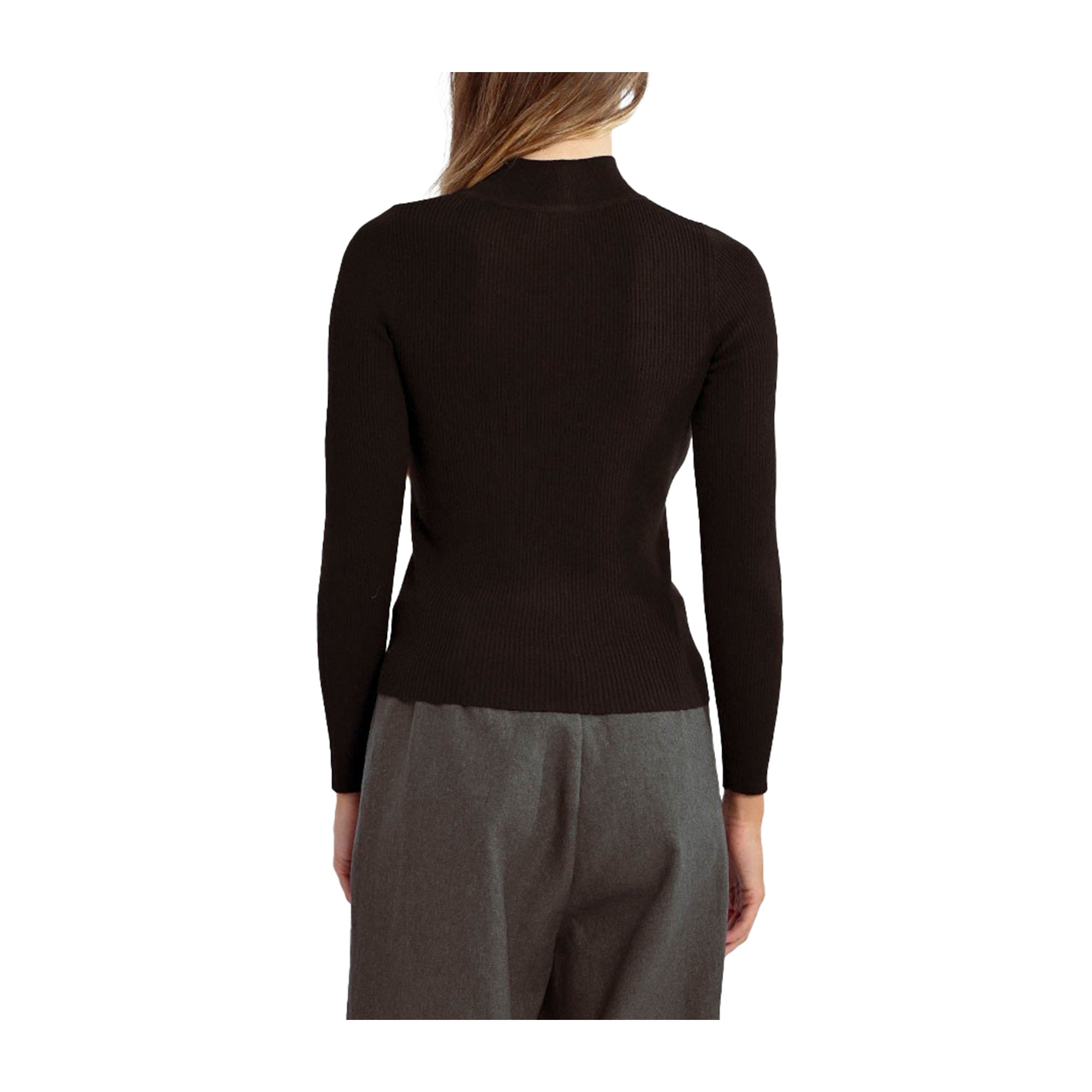 Maglione Donna Nero Cut Out a Costine