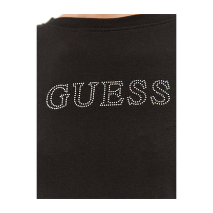 Guess T-Shirt Donna Nero con Strass frontali