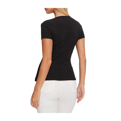 T-Shirt Guess Donna Kiara Nera in Cotone Elasticizzato