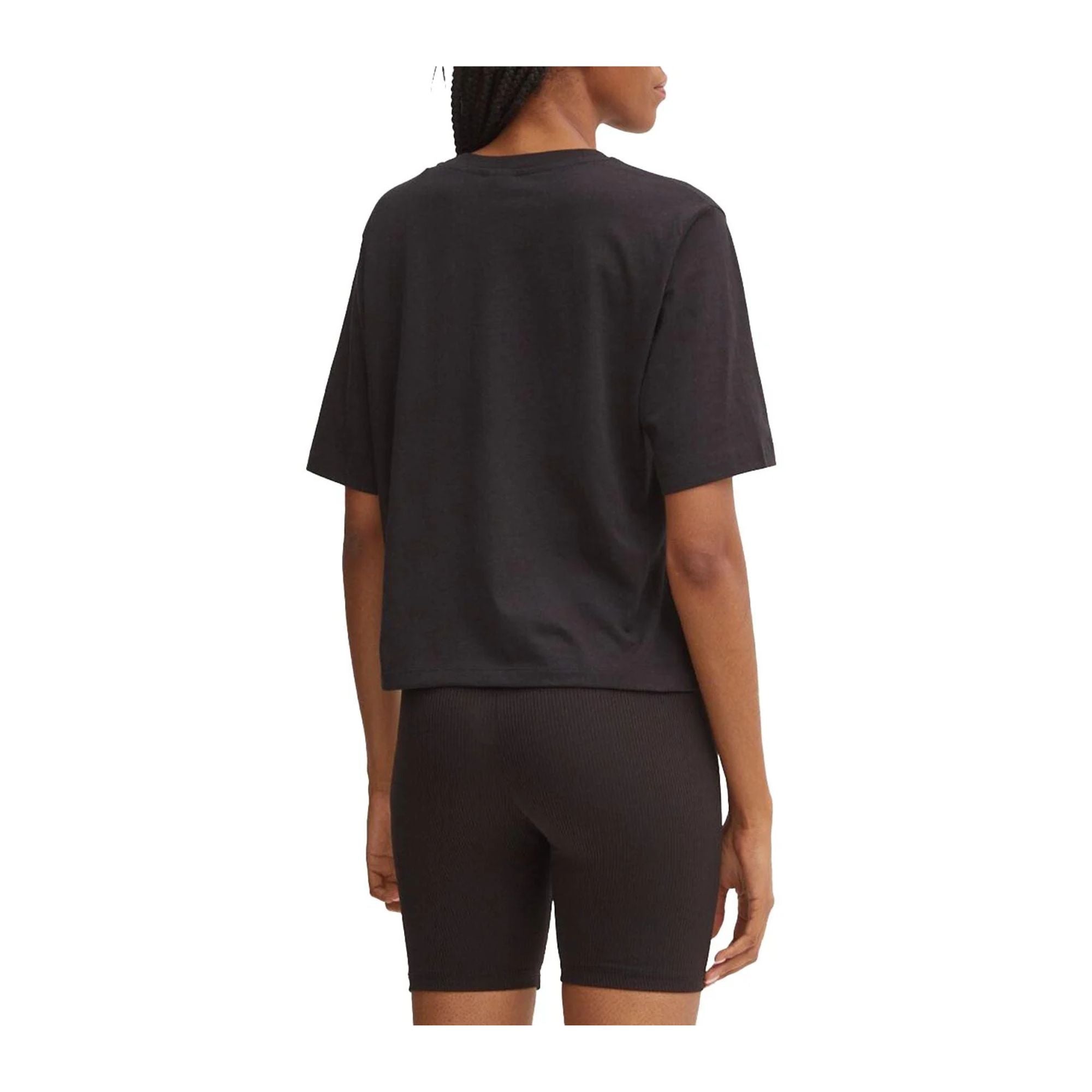 T-shirt Donna in cotone, con maniche corte e logo metallico