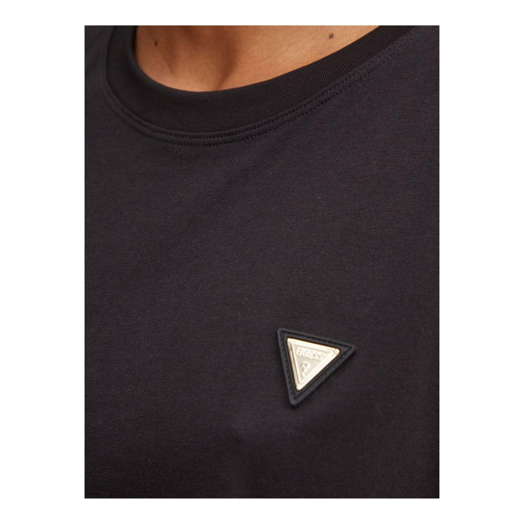 T-shirt Donna in cotone, con maniche corte e logo metallico