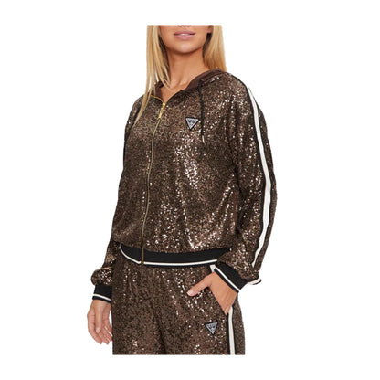 Guess Felpa Donna con Paillettes all over Bronzo