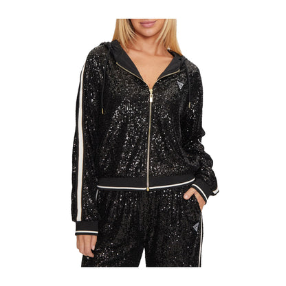 Guess Felpa Donna con Paillettes all over Nero