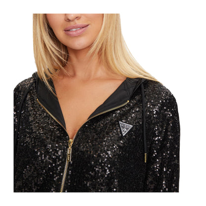 Guess Felpa Donna con Paillettes all over Nero