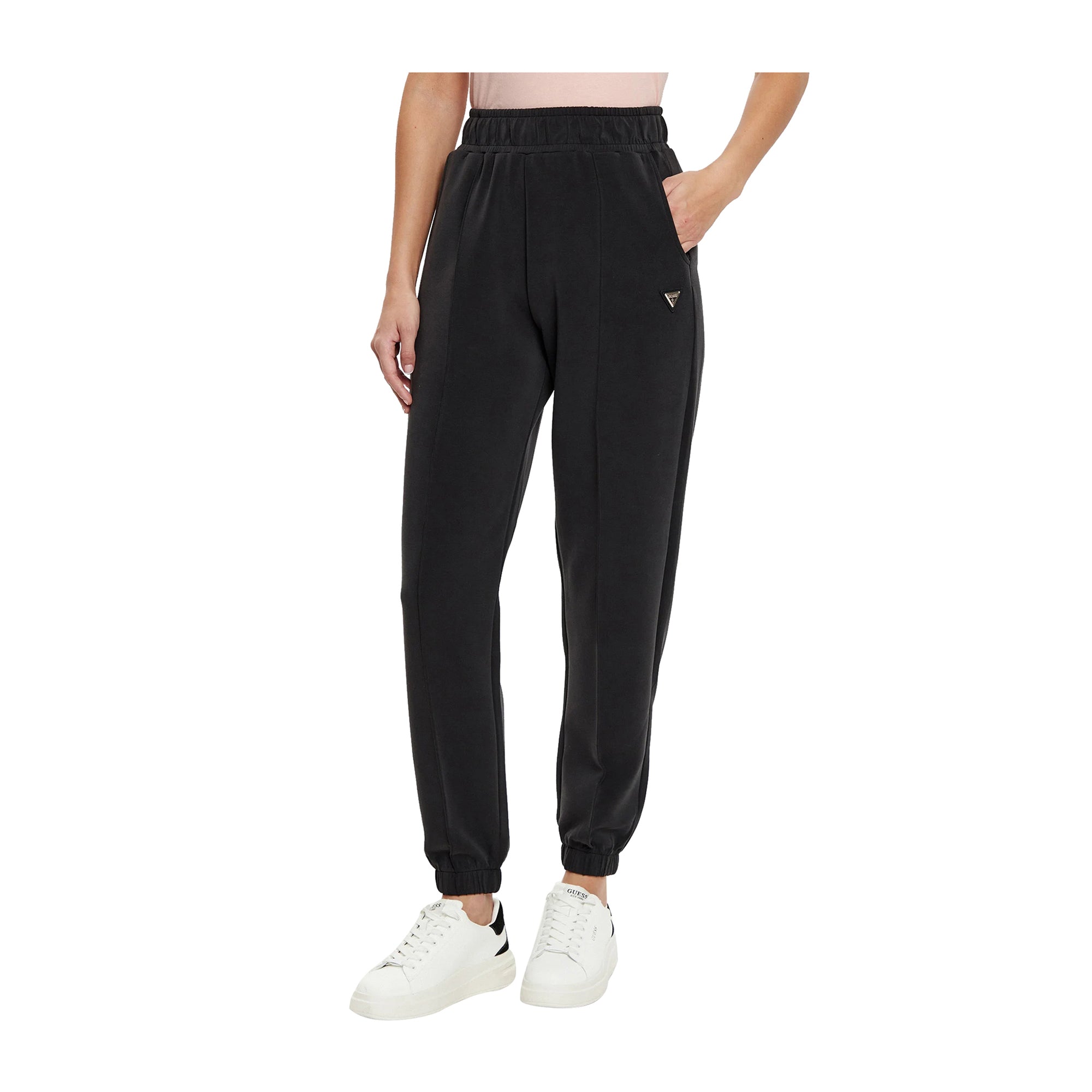 Guess Pantaloni Donna Olympe Jogger Nero modella frontale