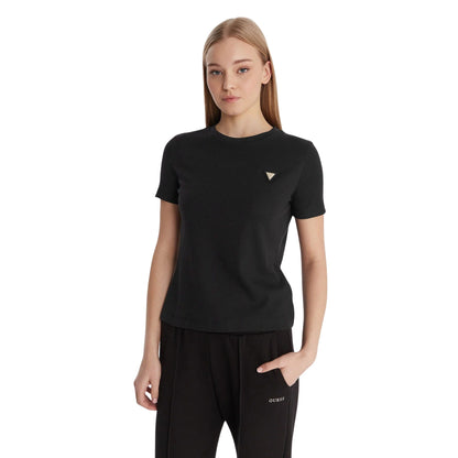  T-shirt Nera Donna con mini logo