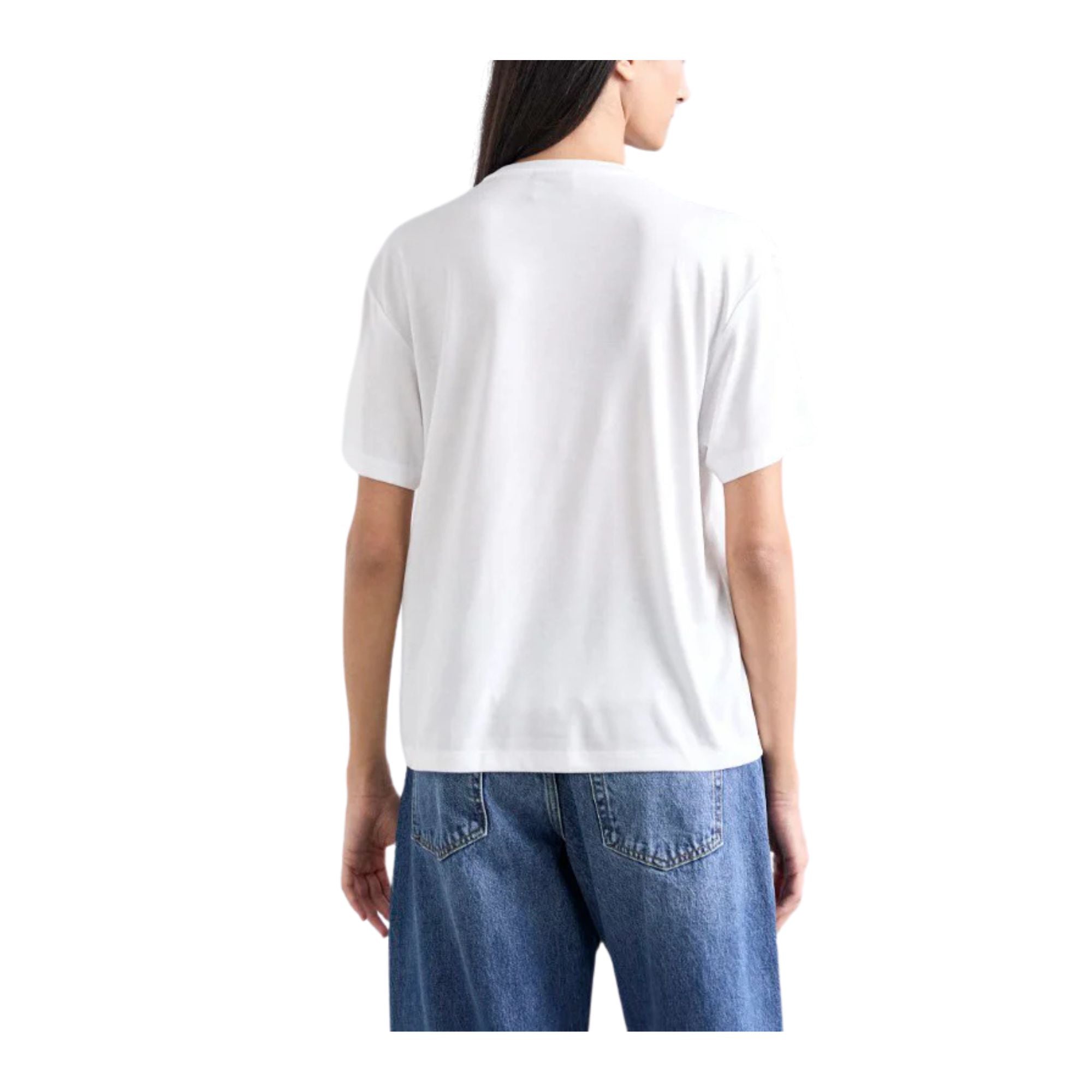 T-shirt Basic Bianca da donna con logo mini modella retro
