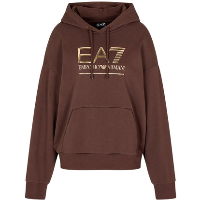 Felpa Donna over marrone con logo dorato