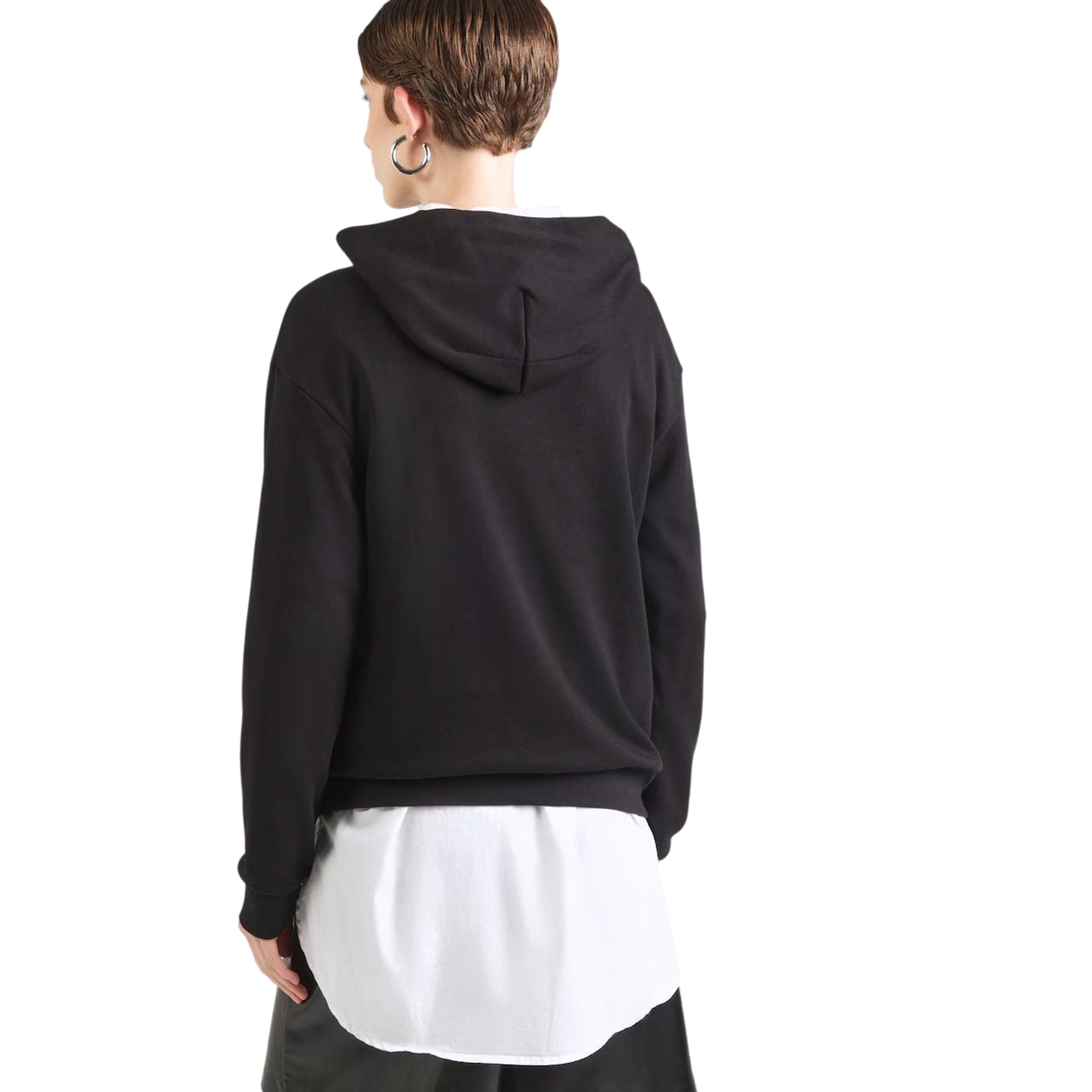 Felpa nera Donna con logo con strass modella retro