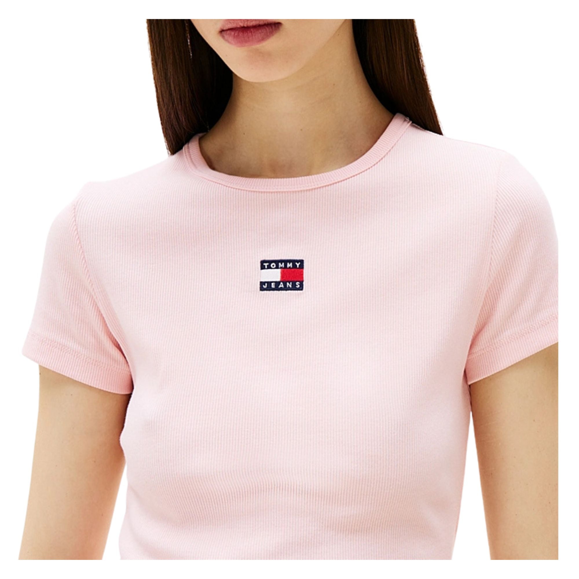 T-shirt Donna a costine, con bandiera iconica frontale