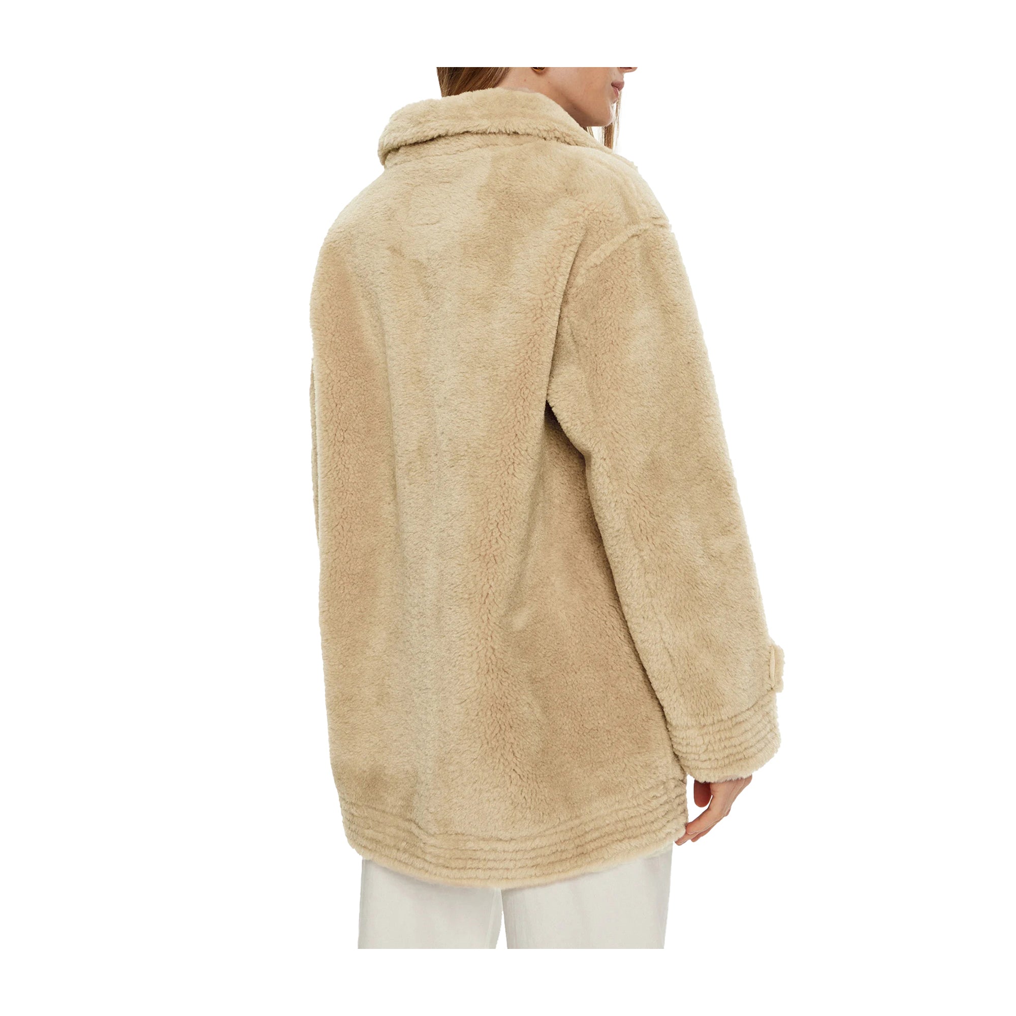 Cappotto Donna Guess Corto in Pelliccia Sintetica Beige