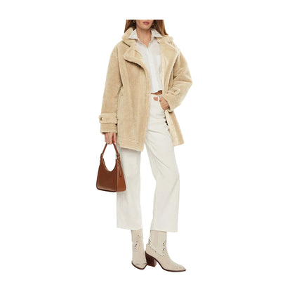 Cappotto Donna Guess Corto in Pelliccia Sintetica Beige