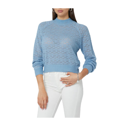 Guess Maglione Donna in misto lana traforato Azzurro