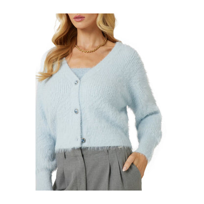 Guess Cardigan Donna filato fuzzy Azzurro