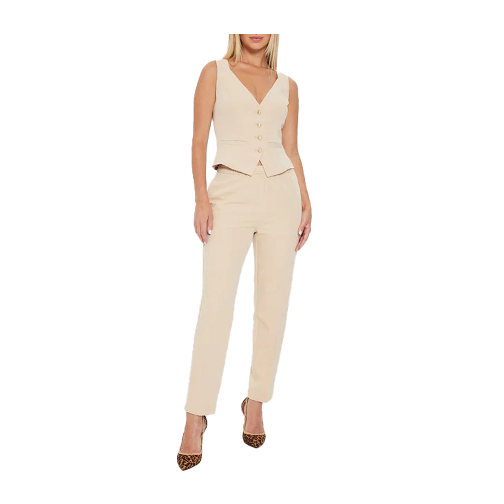 Guess Pantalone Donna a sigaretta Beige