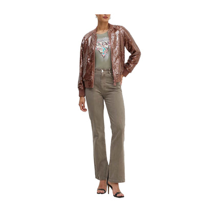 Guess Bomber Donna con paillettes Marrone