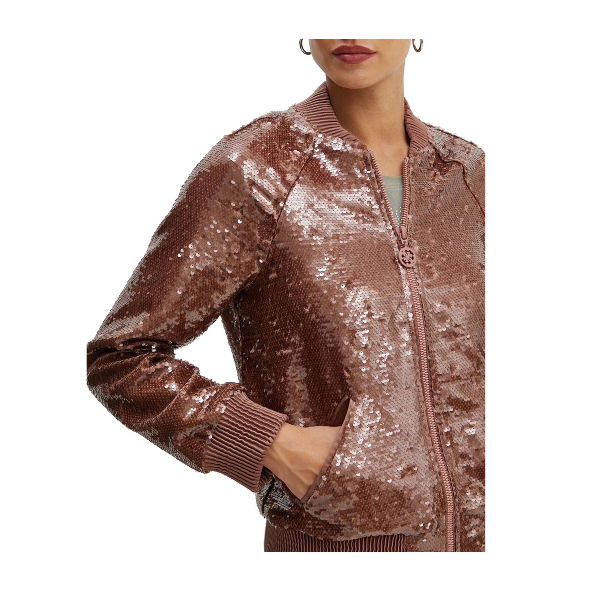 Guess Bomber Donna con paillettes Marrone