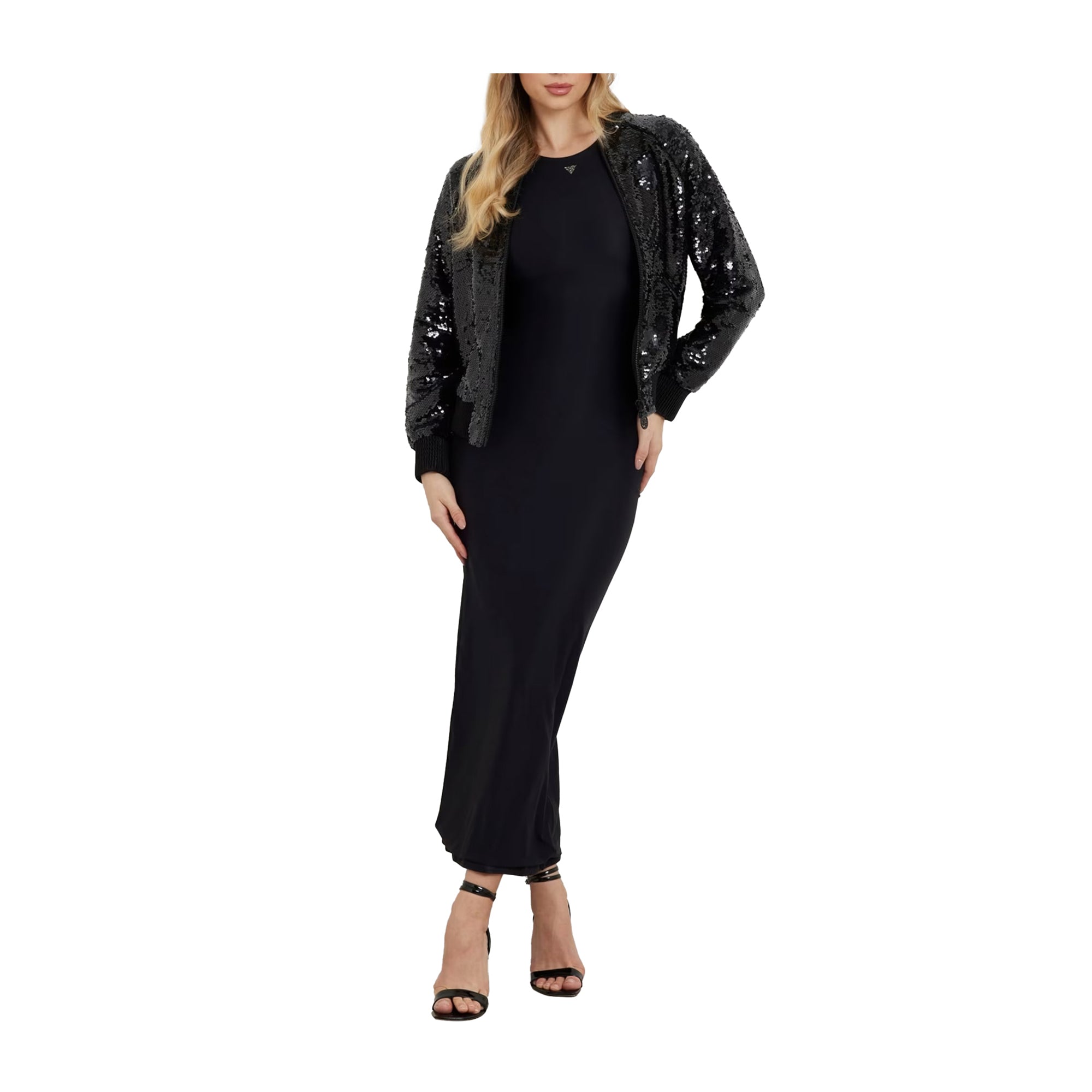 Guess Bomber Donna con paillettes Nero